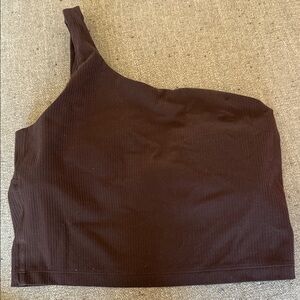 lululemon athletica One-Shoulder Ribbed Tank Top in Dark Brown